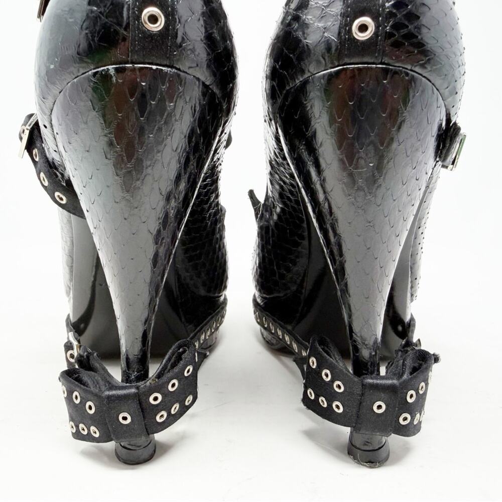Christian Dior by John Galliano FW 2003 Bondage Bow Snakeskin Heels Size 36.5 - Picture 4 of 16